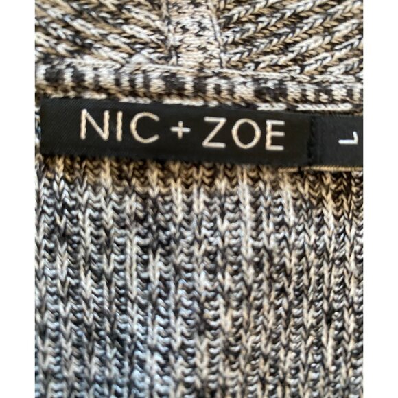Nic + Zoe Black/White Double Breasted Knit Cardigan With Peplum Size L Academia - Picture 3 of 9